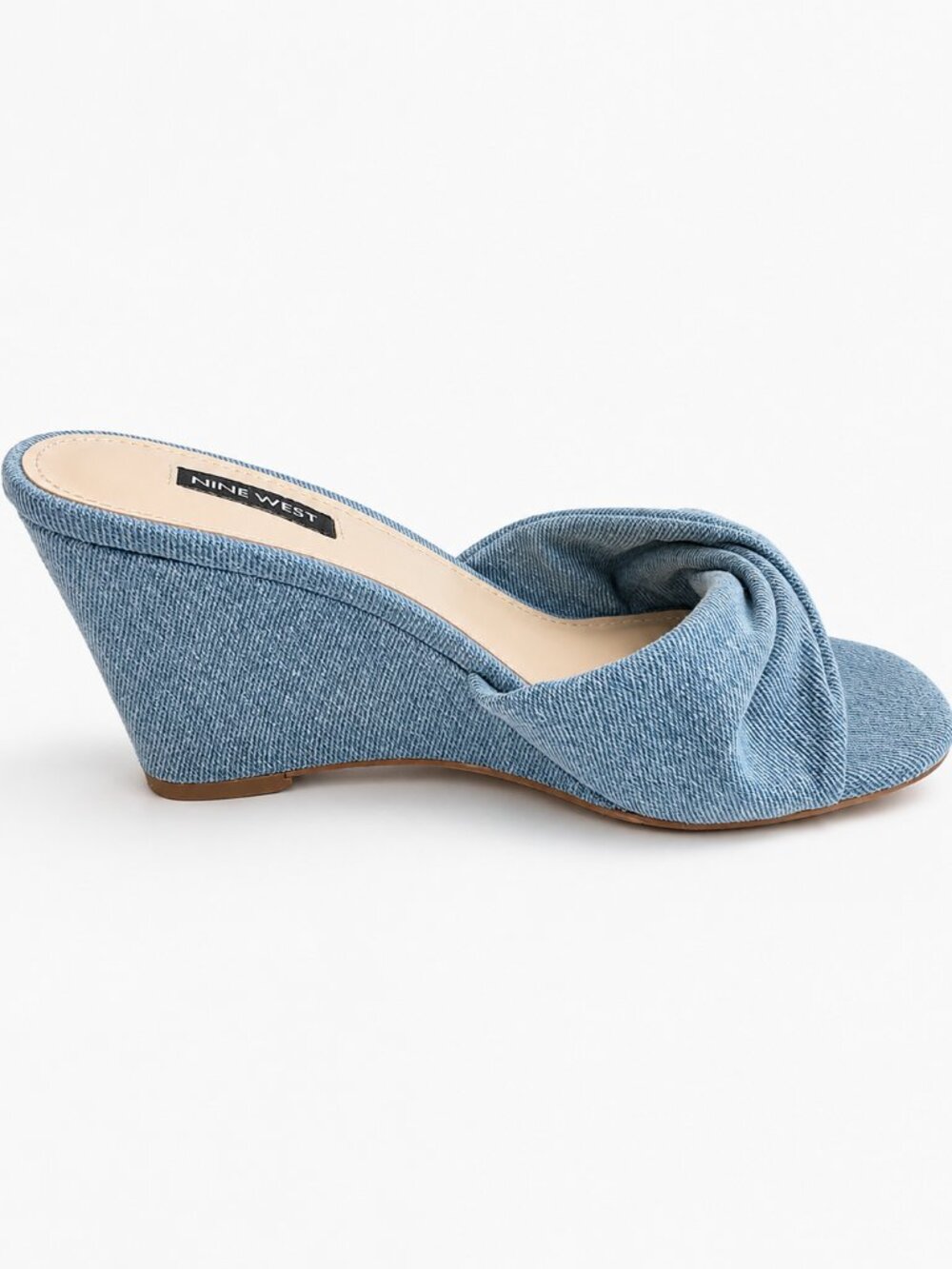 Nine West NIKHIL7 Light Blue Denim Wedge Mules – Size 8M